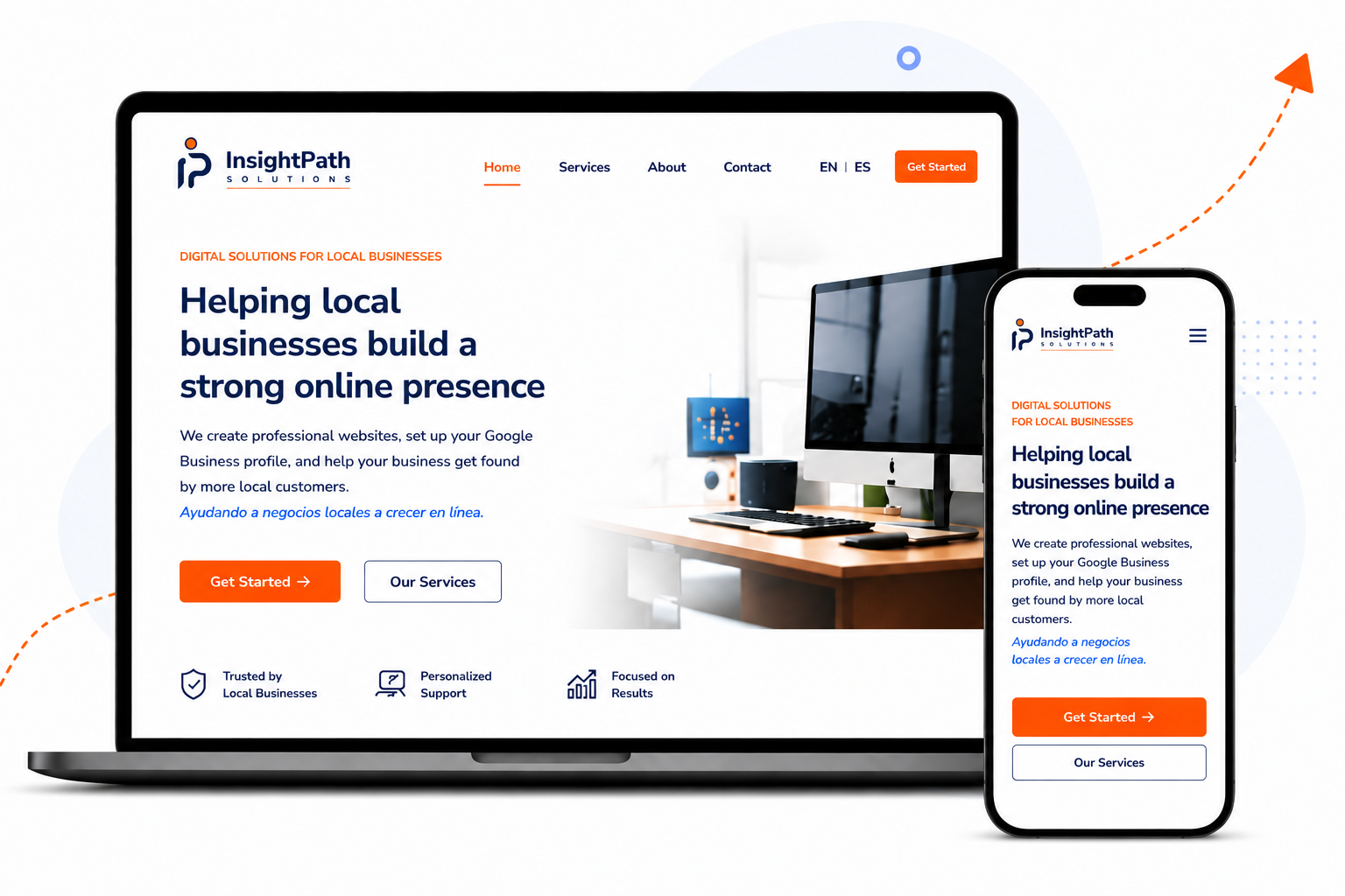 Desktop and mobile mockup for InsightPath Solutions
